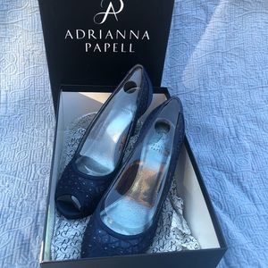 Adrianna Pappell Navy “Foxy” Heels Size 9